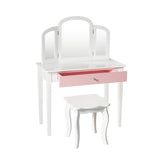 Kids Princess Make-Up Dressing Table with Tri-folding Mirror and Chair